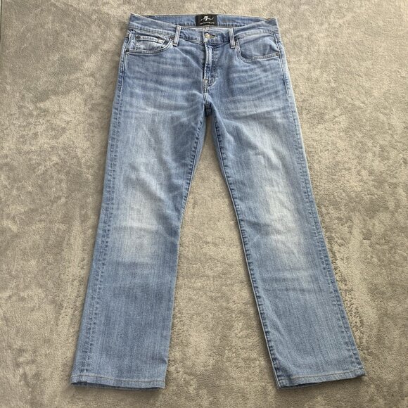 7 for all Mankind Slimmy Jeans Mens 32x28” Blue Denim Luxe Performance Casual - Picture 8 of 13